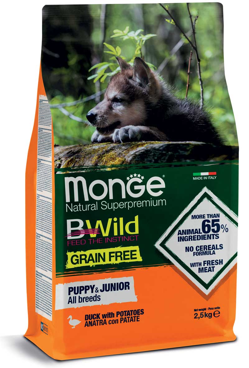 Monge Natural SuperPremium Grain Free Formula All Breeds Puppy & Junior Anatra con patate 12 kg