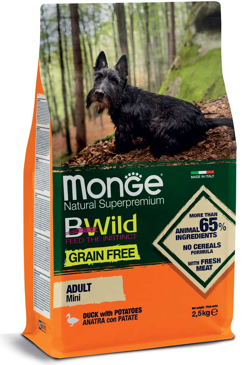 Monge Natural SuperPremium Grain Free Formula Mini Cane Adulto Anatra con patate 2,5 kg