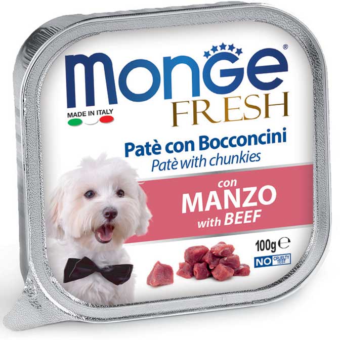 Monge Fresh Paté e Bocconcini con Manzo 100 g x12pz