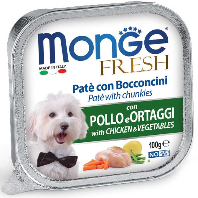 Monge Fresh Paté e Bocconcini con Pollo e Verdure 100 g x12pz