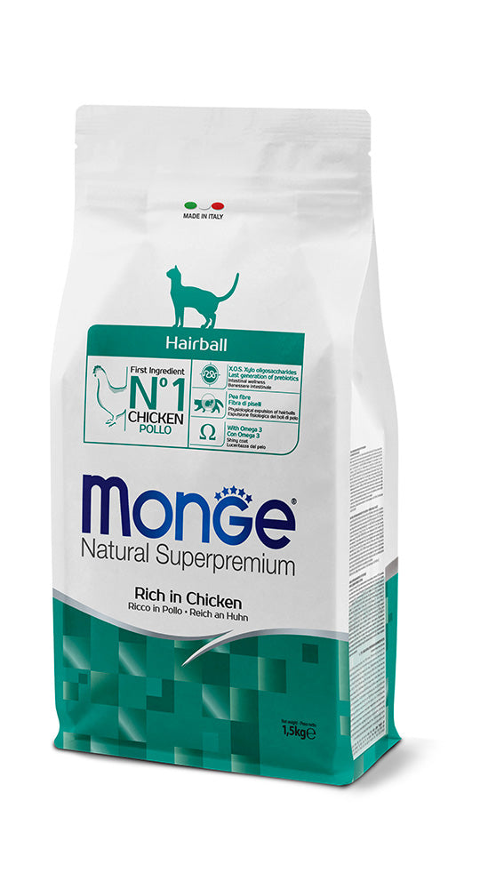 Monge Natural Superpremium Hairball Ricco in Pollo 1,5 kg