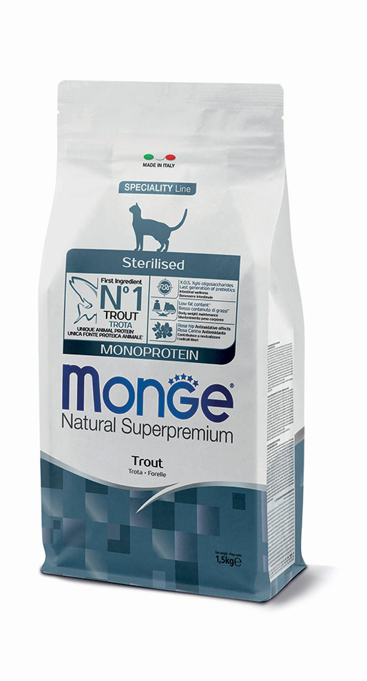 Monge Natural Superpremium Sterilised Monoprotein – Trota 1,5 kg