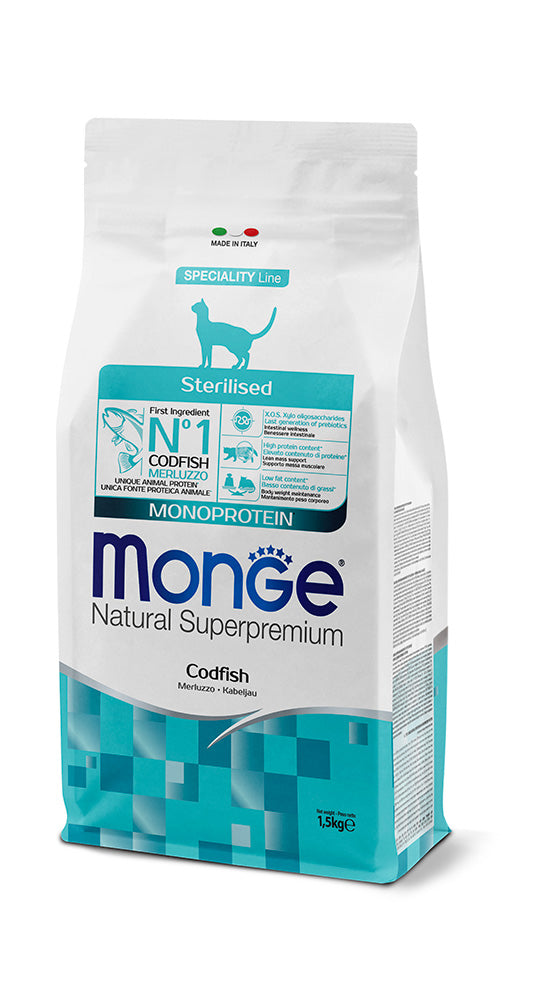 Monge Natural Superpremium Sterilised Monoprotein – Merluzzo 1,5 kg