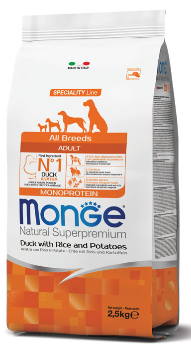 Monge Natural Superpremium All Breeds Adult Monoprotein Anatra con Riso e Patate 12 kg