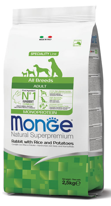 Monge Natural Superpremium All Breeds Adult Monoprotein Coniglio con Riso e Patate 12 kg