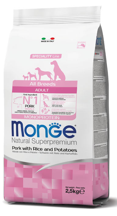 Monge Natural Superpremium All Breeds Adult Monoprotein Maiale con Riso e Patate 12 kg