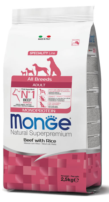Monge Natural Superpremium All Breeds Adult Monoprotein Manzo con Riso 12 kg