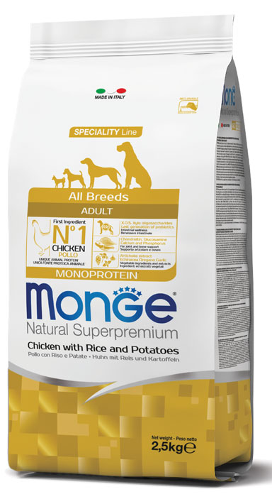 Monge Natural Superpremium All Breeds Adult Monoprotein Pollo con Riso e Patate 12 kg