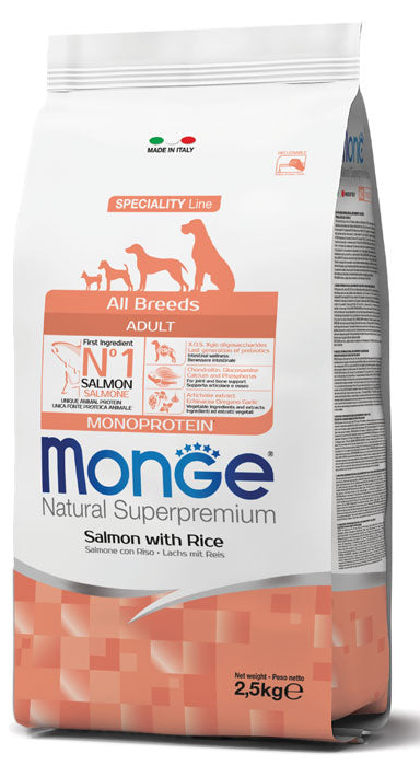 Monge Natural Superpremium All Breeds Adult Monoprotein Salmone con Riso 12 kg