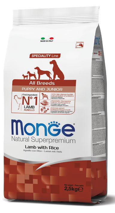 Monge Natural Superpremium All Breeds Puppy & Junior Agnello con Riso 12kg