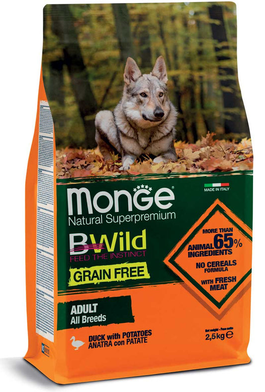 Monge Natural SuperPremium Grain Free Formula All Breeds Cane Adulto Anatra con patate 2,5 kg