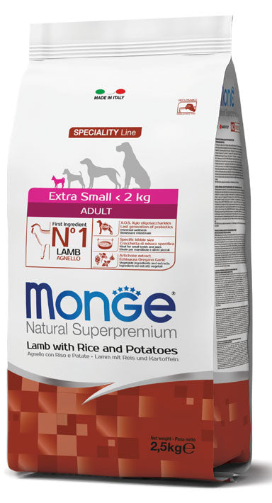 Monge Natural Superpremium Extra Small Adult Agnello con Riso e Patate 2,5 kg