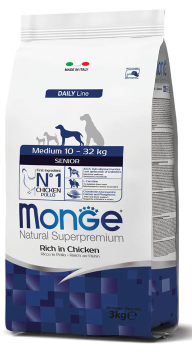 Monge Natural Superpremium Medium Senior Ricco in Pollo 12 kg