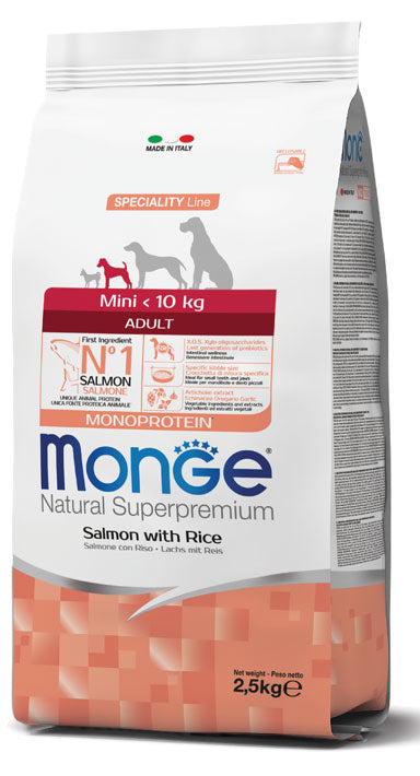 Monge Natural Superpremium Mini Adult Monoprotein Salmone con Riso 7,5 kg