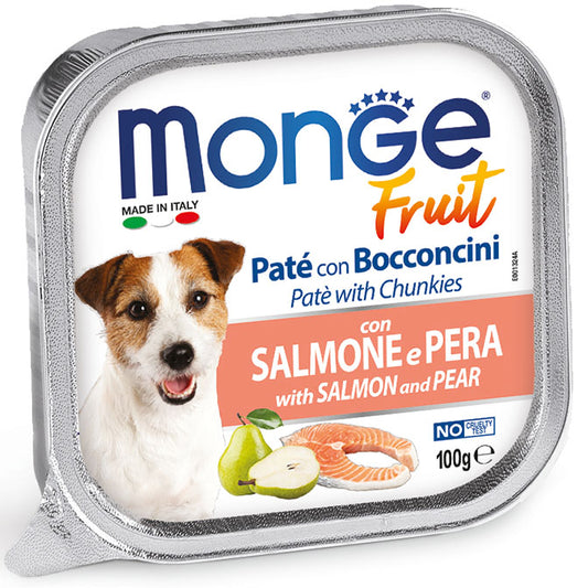 Monge Fruit Paté e Bocconcini con Salmone e Pera 100 g x12pz