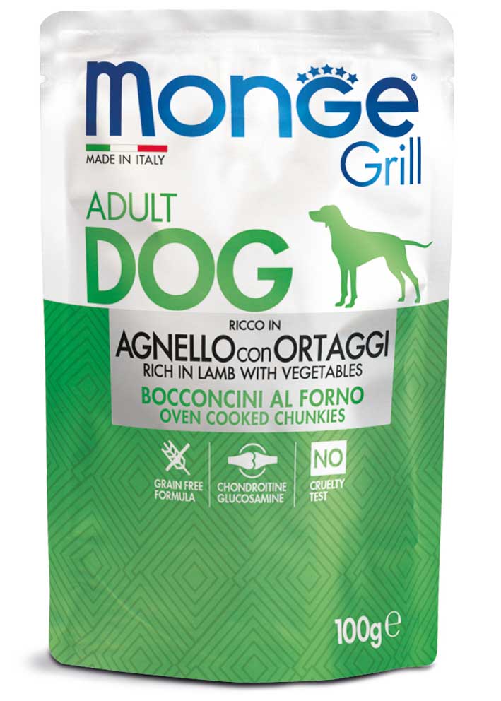 Monge Grill Bocconcini – Ricco in Agnello con Ortaggi – Adult 100 g x12pz