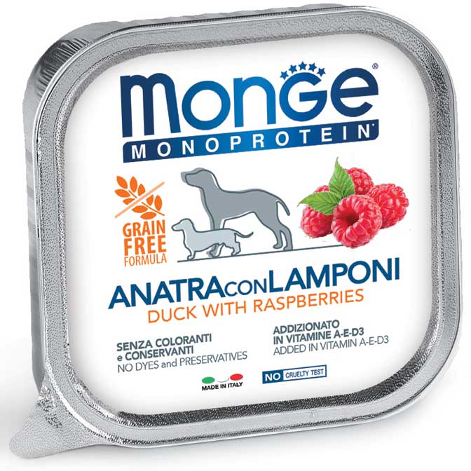 Monge Monoprotein Paté Anatra con Lamponi 150 g x12pz