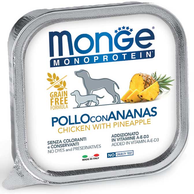 Monge Monoprotein Paté Pollo con Ananas 150 g x12pz