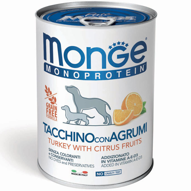 Monge Monoprotein Paté Tacchino con Agrumi 400 g x6pz