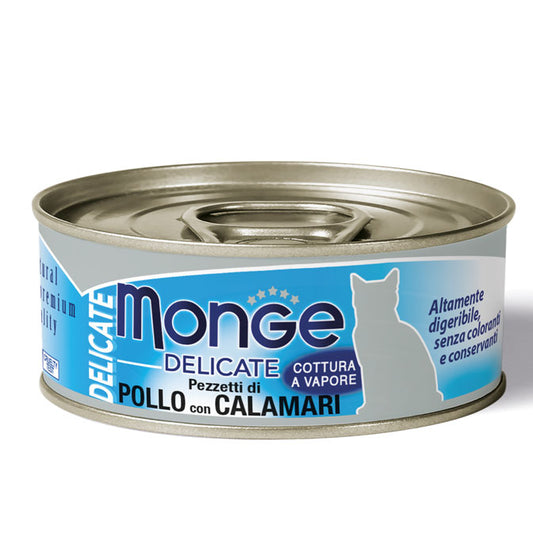Monge Delicate Pezzetti di Pollo con Calamari – Adult 80 g x12pz