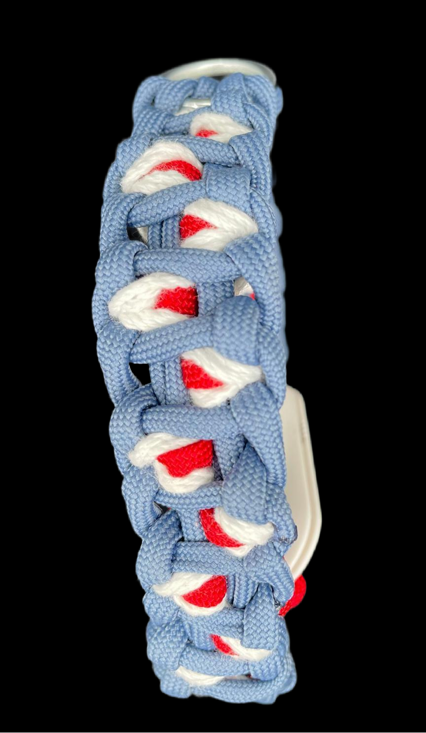 Collare in Paracord cm 32 sui toni del grigio antracite/rosso  con dispositivo gps integrato in tono